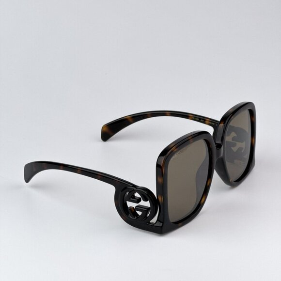 Gucci GG1326S 007 BRAND NEW Sunglasses Dark Havana Brown Mirror Oversized Women - Picture 5 of 10